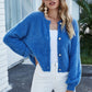 Round Neck Dropped Shoulder Fuzzy Cardigan