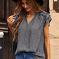 Tie-Neck Flutter Sleeve Blouse