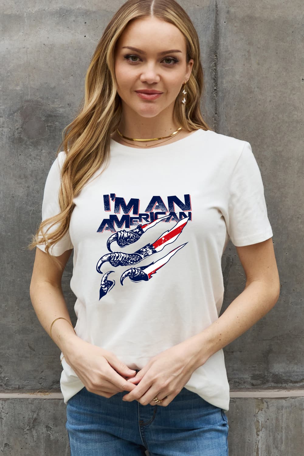 Simply Love Full Size I'M AN AMERICAN Graphic Cotton Tee