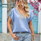 V-Neck Cuffed Blouse