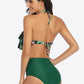 Two-Tone Ruffled Halter Neck Two-Piece Swimsuit