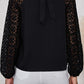 Lace Raglan Sleeve Gathered Detail Blouse