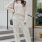 Striped Smocked Waist Wide Leg Pants