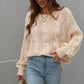 Cable-Knit Openwork Round Neck Sweater