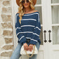 Striped Rib-Knit Off-Shoulder Sweater