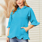 Ninexis Full Size Raglan Sleeve Ruffled Hoodie with Pocket
