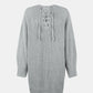 Lace-Up Balloon Sleeve Sweater Dress