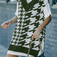 Houndstooth Side Slit Ribbed Sweater Vest Dress