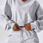 V-Neck Dropped Shoulder Sports Sweatshirt