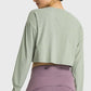Dropped Shoulder Round Neck Cropped Sports Top