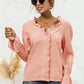 Frill Trim V-Neck Flounce Sleeve Shirt