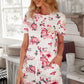 Floral T-Shirt and Drawstring Waist Shorts Lounge Set