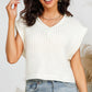 High-Low V-Neck Cap Sleeve Knit Top