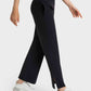 Wide Leg Slit Sport Pants with Pockets