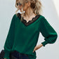 Lace Trim Lantern Sleeve Blouse