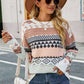 Geometric Dropped Shoulder Round Neck Sweater