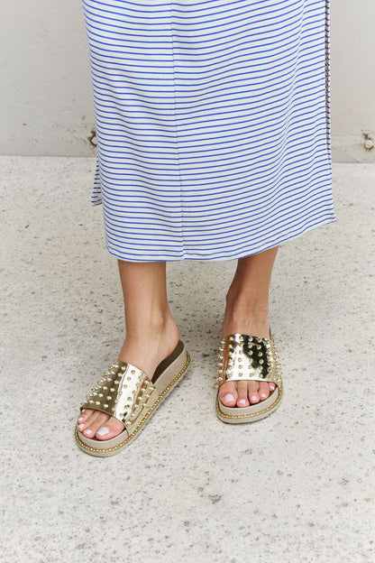 Forever Link Studded Double Strap Platform Slide Sandal