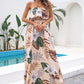 Printed Layered Strapless Maxi Dress
