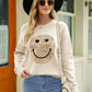 Smiley Face Graphic Dropped Shoulder Sweater