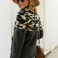 Camouflage Color Block Quarter Zip Pullover