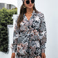 Floral Shirt and Shorts Set with Hair Scarf
