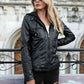 Full Size Zip-Up Hooded PU Jacket