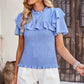 Smocked Tie Back Flutter Sleeve Blouse