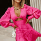 Cutout Lantern Sleeve Plunge Dress