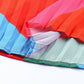 Multicolored Tie-Waist Pleated Balloon Sleeve Dress