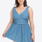 Plus Size Plunge Sleeveless Two-Piece Swimsuit