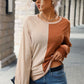 Two-Tone Round Neck Raglan Sleeve Sweatshirt
