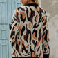 Animal Print Open Front Fuzzy Longline Cardigan