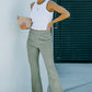 Seam Detail Elastic Waist Flare Pants