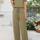 Round Neck Open Back Jumpsuit with Pockets