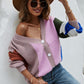 Contrast Button Front V-Neck Cardigan