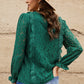 Lace Crochet V-Neck Flounce Sleeve Top
