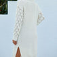 Openwork Side Slit Turtleneck Sweater Dress