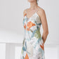 Botanical Print V-Neck Spaghetti Strap Night Dress