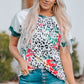 Floral Leopard Short Raglan Sleeve T-Shirt