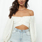 Printed Long Flounce Sleeve Cropped Blouse