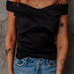 Off-Shoulder Ribbed Crisscross Top