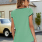 Contrast Trim Petal Sleeve Round Neck Blouse