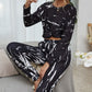 Tie-Dye Round Neck Top and Drawstring Waist Joggers Lounge Set