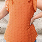 Plus Size Swiss Dot Ruffled Round Neck Blouse