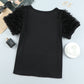 Round Neck Mesh Trim Short Sleeve Tee