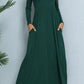 Long Sleeve Round Neck Maxi Dress with Pockets