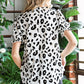 Leopard Notched Neck Short Flounce Sleeve Blouse