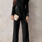 Belted Long Puff Sleeve V-Neck Jumpsuit
