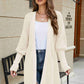 Lantern Sleeve Rib-Knit Open Front Longline Cardigan