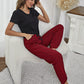 V-Neck Top and Gingham Pants Lounge Set